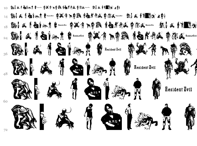 Resident Evil Characters font waterfall